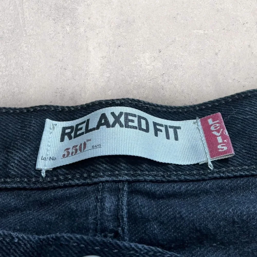 Vintage Levis Jeans Mens 38 Black 550 Baggy Denim Faded Streetwear Hipster 36x32